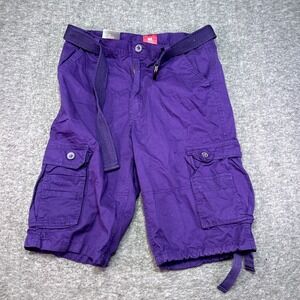 PJ Mark Cargo Shorts Mens Size 30 Purple New Belted Cotton Streetwear Summer